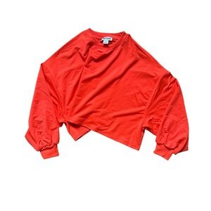 Bershka Pantone Bright Orange Red Cropped Sweatshirt size M-L